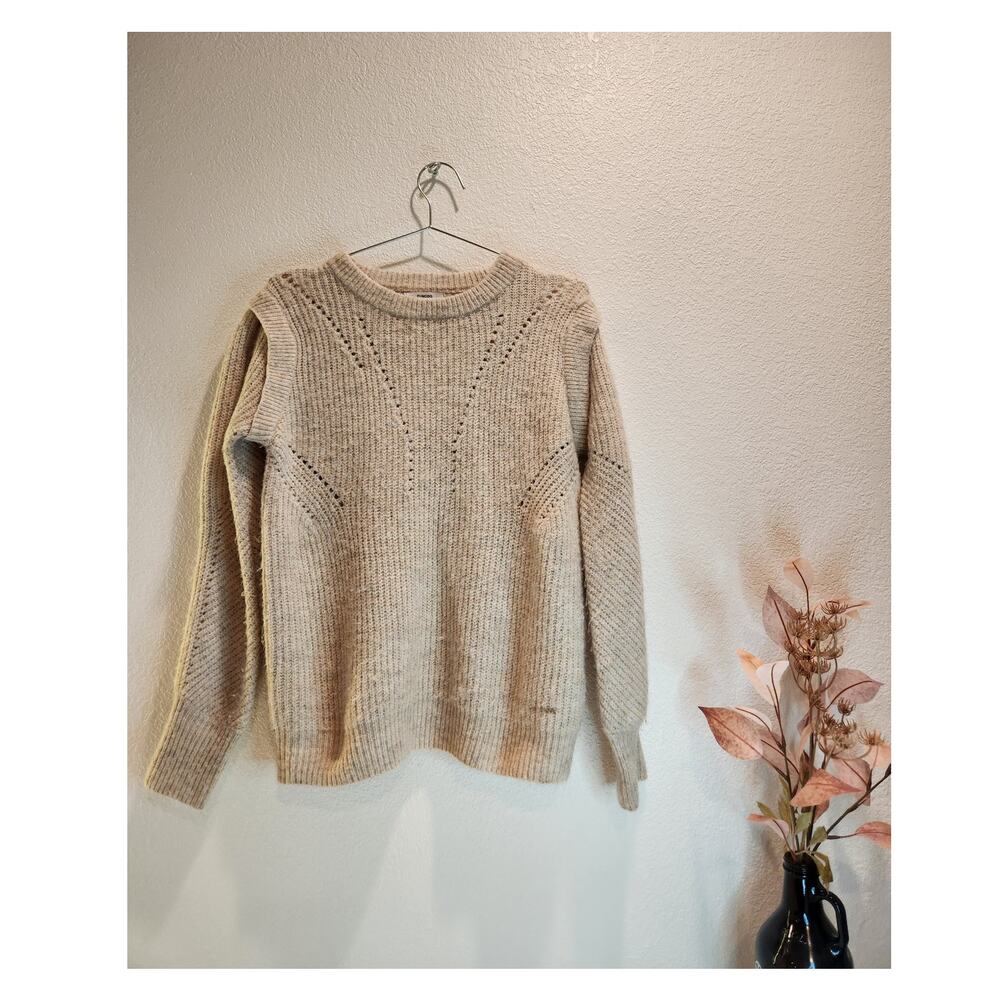Suncoo Paris Wool Blend Sweater T2‎ Beige Knit Pullover Cozy Soft French Style